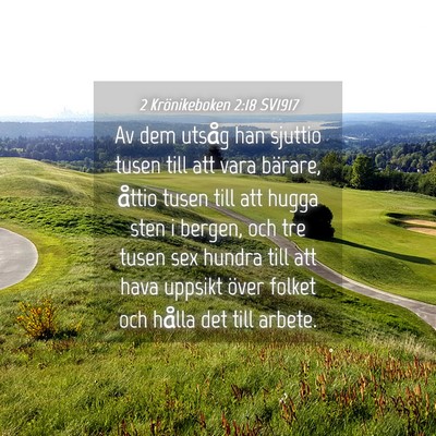 Picture 04 - 2 Krönikeboken 2:18 SV1917 - Av dem utsåg han sjuttio tusen till att vara - Bible Verse Picture