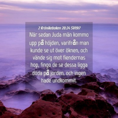 Picture 04 - 2 Krönikeboken 20:24 SV1917 - När sedan Juda män kommo upp på höjden, - Bible Verse Picture