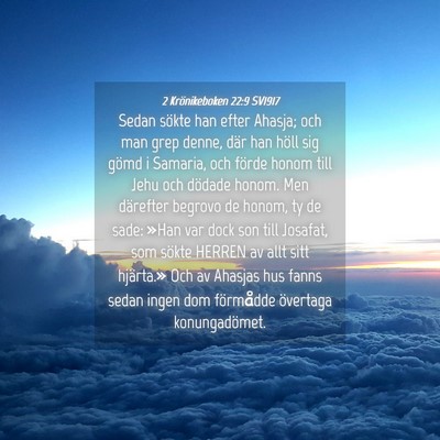 Picture 04 - 2 Krönikeboken 22:9 SV1917 - Sedan sökte han efter Ahasja; och man grep - Bible Verse Picture