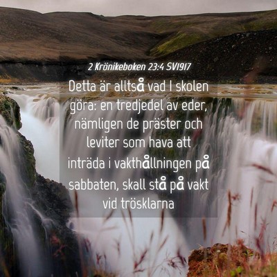 Picture 04 - 2 Krönikeboken 23:4 SV1917 - Detta är alltså vad I skolen göra: en - Bible Verse Picture
