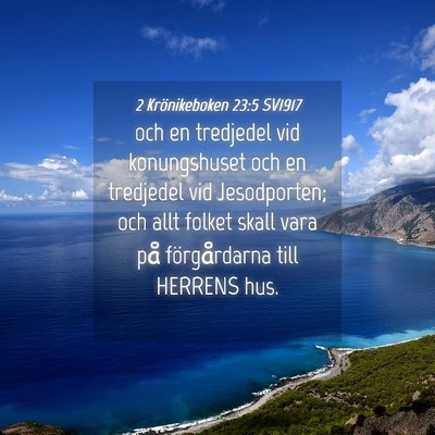 Picture 04 - 2 Krönikeboken 23:5 SV1917 - och en tredjedel vid konungshuset och en - Bible Verse Picture