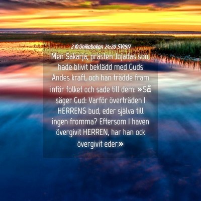 Picture 04 - 2 Krönikeboken 24:20 SV1917 - Men Sakarja, prästen Jojadas son, hade blivit - Bible Verse Picture