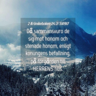 Picture 04 - 2 Krönikeboken 24:21 SV1917 - Då sammansvuro de sig mot honom och stenade - Bible Verse Picture