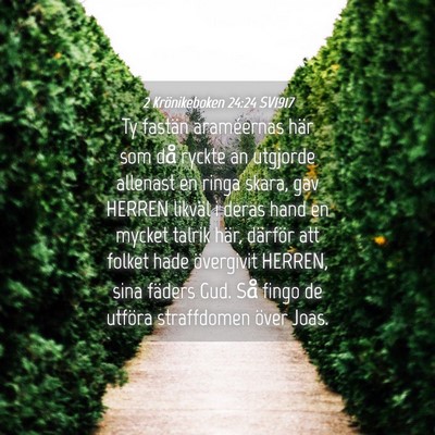 Picture 04 - 2 Krönikeboken 24:24 SV1917 - Ty fastän araméernas här som då ryckte an - Bible Verse Picture