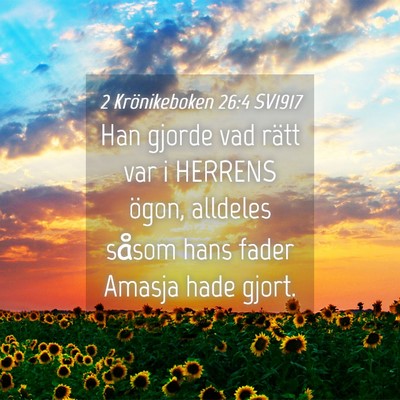 Picture 04 - 2 Krönikeboken 26:4 SV1917 - Han gjorde vad rätt var i HERRENS ögon, - Bible Verse Picture