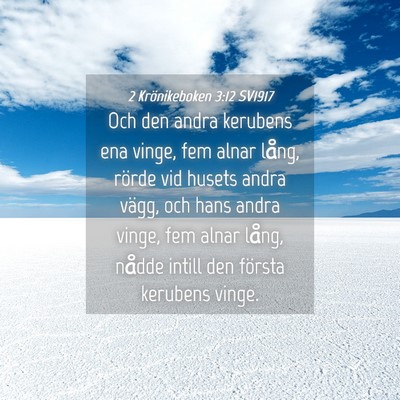 Picture 04 - 2 Krönikeboken 3:12 SV1917 - Och den andra kerubens ena vinge, fem alnar - Bible Verse Picture