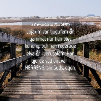 Picture 04 - 2 Krönikeboken 36:5 SV1917 - Jojakim var tjugufem år gammal när han blev - Bible Verse Picture