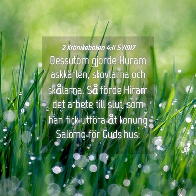 Picture 04 - 2 Krönikeboken 4:11 SV1917 - Dessutom gjorde Huram askkärlen, skovlarna och - Bible Verse Picture