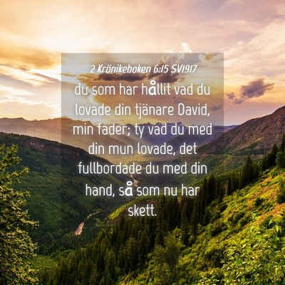 Picture 04 - 2 Krönikeboken 6:15 SV1917 - du som har hållit vad du lovade din tjänare - Bible Verse Picture