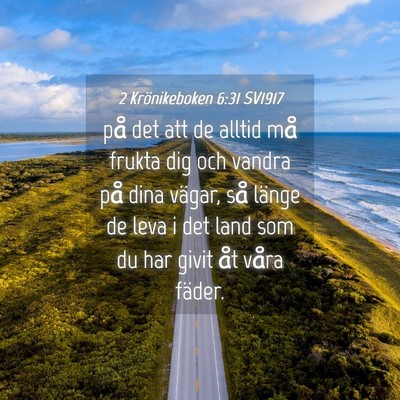 Picture 04 - 2 Krönikeboken 6:31 SV1917 - på det att de alltid må frukta dig och vandra - Bible Verse Picture