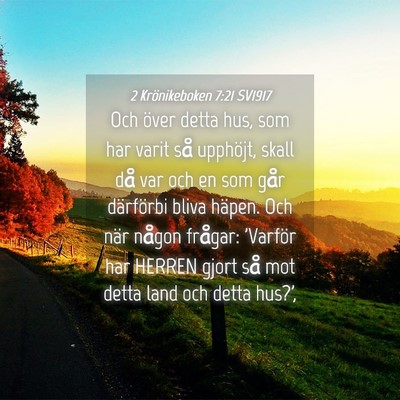 Picture 04 - 2 Krönikeboken 7:21 SV1917 - Och över detta hus, som har varit så upphöjt, - Bible Verse Picture