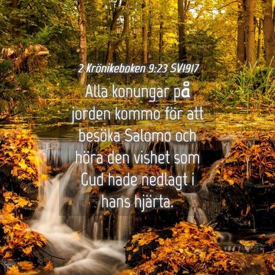 Picture 04 - 2 Krönikeboken 9:23 SV1917 - Alla konungar på jorden kommo för att besöka - Bible Verse Picture