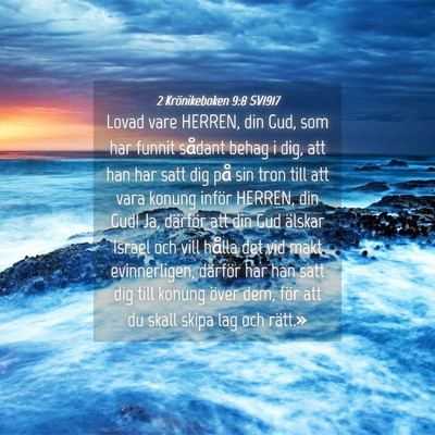 Picture 04 - 2 Krönikeboken 9:8 SV1917 - Lovad vare HERREN, din Gud, som har funnit - Bible Verse Picture