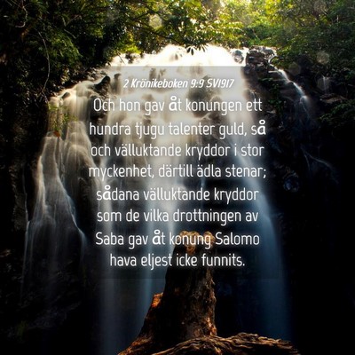 Picture 04 - 2 Krönikeboken 9:9 SV1917 - Och hon gav åt konungen ett hundra tjugu - Bible Verse Picture