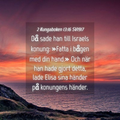 Picture 04 - 2 Kungaboken 13:16 SV1917 - Då sade han till Israels konung: »Fatta i - Bible Verse Picture