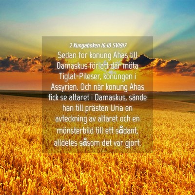 Picture 04 - 2 Kungaboken 16:10 SV1917 - Sedan for konung Ahas till Damaskus för att där - Bible Verse Picture
