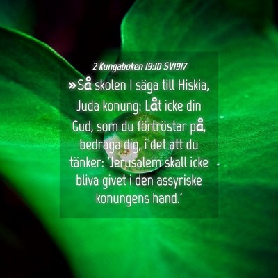 Picture 04 - 2 Kungaboken 19:10 SV1917 - »Så skolen I säga till Hiskia, Juda konung: - Bible Verse Picture