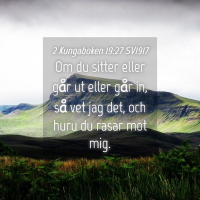 Picture 04 - 2 Kungaboken 19:27 SV1917 - Om du sitter eller går ut eller går in, så vet - Bible Verse Picture