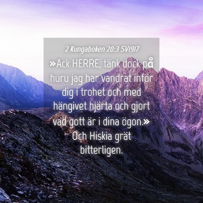 Picture 04 - 2 Kungaboken 20:3 SV1917 - »Ack HERRE, tänk dock på huru jag har vandrat - Bible Verse Picture