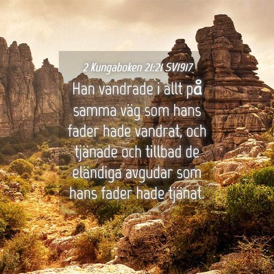 Picture 04 - 2 Kungaboken 21:21 SV1917 - Han vandrade i allt på samma väg som hans fader - Bible Verse Picture