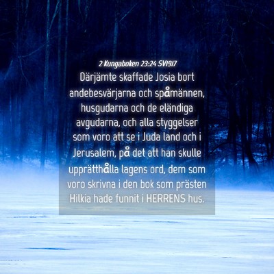Picture 04 - 2 Kungaboken 23:24 SV1917 - Därjämte skaffade Josia bort andebesvärjarna - Bible Verse Picture