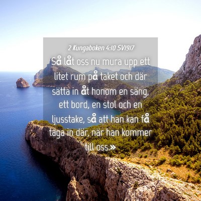 Picture 04 - 2 Kungaboken 4:10 SV1917 - Så låt oss nu mura upp ett litet rum på taket - Bible Verse Picture