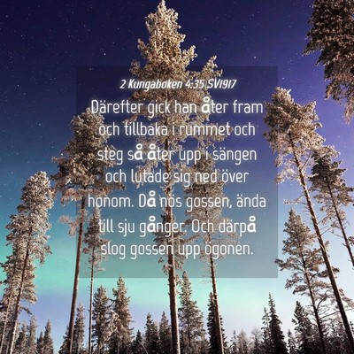 Picture 04 - 2 Kungaboken 4:35 SV1917 - Därefter gick han åter fram och tillbaka i - Bible Verse Picture