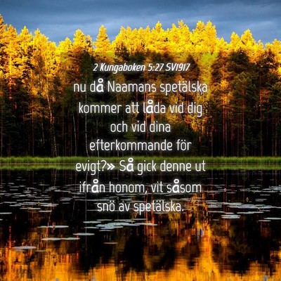 Picture 04 - 2 Kungaboken 5:27 SV1917 - nu då Naamans spetälska kommer att låda vid - Bible Verse Picture