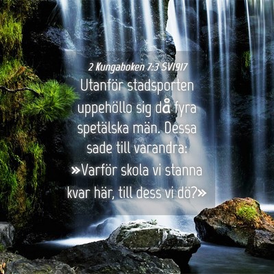 Picture 04 - 2 Kungaboken 7:3 SV1917 - Utanför stadsporten uppehöllo sig då fyra - Bible Verse Picture