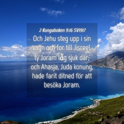 Picture 04 - 2 Kungaboken 9:16 SV1917 - Och Jehu steg upp i sin vagn och for till - Bible Verse Picture