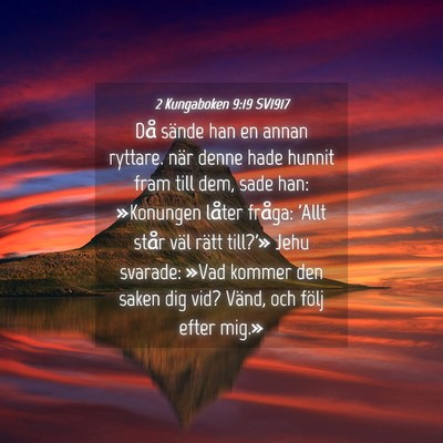 Picture 04 - 2 Kungaboken 9:19 SV1917 - Då sände han en annan ryttare. när denne hade - Bible Verse Picture