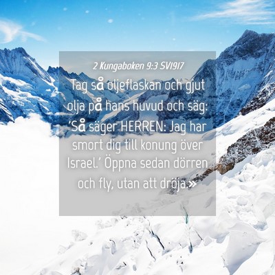 Picture 04 - 2 Kungaboken 9:3 SV1917 - Tag så oljeflaskan och gjut olja på hans huvud - Bible Verse Picture