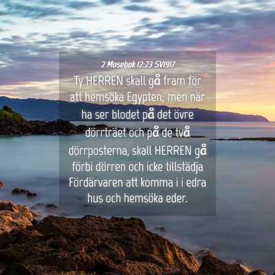 Picture 04 - 2 Mosebok 12:23 SV1917 - Ty HERREN skall gå fram för att hemsöka - Bible Verse Picture