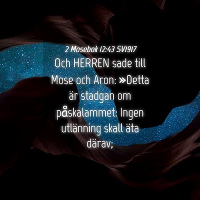Picture 04 - 2 Mosebok 12:43 SV1917 - Och HERREN sade till Mose och Aron: »Detta är - Bible Verse Picture