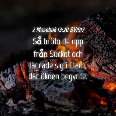 Picture 04 - 2 Mosebok 13:20 SV1917 - Så bröto de upp från Suckot och lägrade sig i - Bible Verse Picture