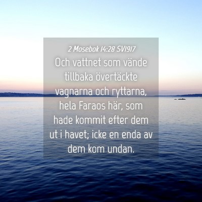 Picture 04 - 2 Mosebok 14:28 SV1917 - Och vattnet som vände tillbaka övertäckte - Bible Verse Picture