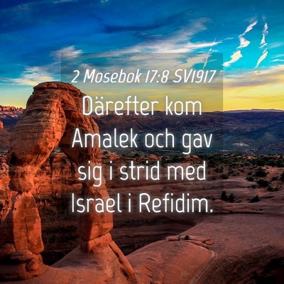 Picture 04 - 2 Mosebok 17:8 SV1917 - Därefter kom Amalek och gav sig i strid med - Bible Verse Picture