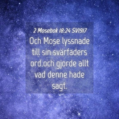 Picture 04 - 2 Mosebok 18:24 SV1917 - Och Mose lyssnade till sin svärfaders ord och - Bible Verse Picture