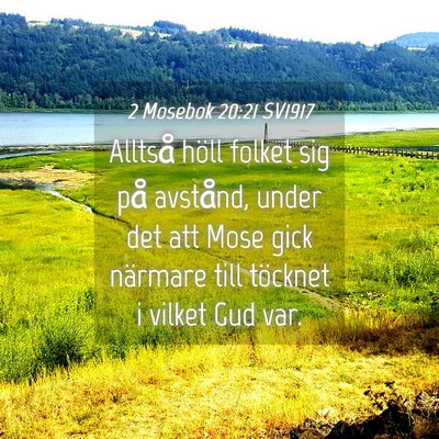Picture 04 - 2 Mosebok 20:21 SV1917 - Alltså höll folket sig på avstånd, under det - Bible Verse Picture