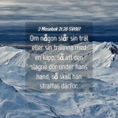 Picture 04 - 2 Mosebok 21:20 SV1917 - Om någon slår sin träl eller sin trälinna med - Bible Verse Picture