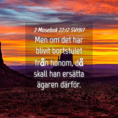 Picture 04 - 2 Mosebok 22:12 SV1917 - Men om det har blivit bortstulet från honom, då - Bible Verse Picture