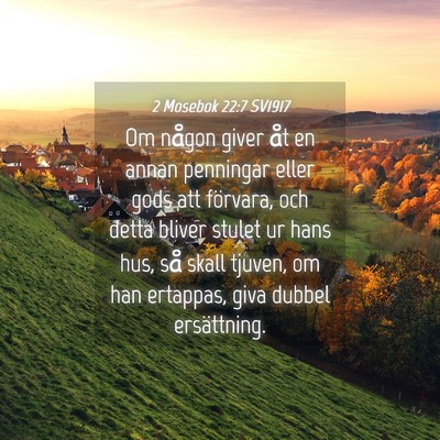 Picture 04 - 2 Mosebok 22:7 SV1917 - Om någon giver åt en annan penningar eller gods - Bible Verse Picture