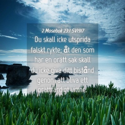 Picture 04 - 2 Mosebok 23:1 SV1917 - Du skall icke utsprida falskt rykte; åt den som - Bible Verse Picture