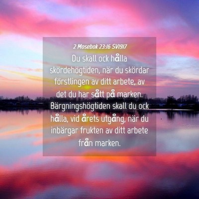 Picture 04 - 2 Mosebok 23:16 SV1917 - Du skall ock hålla skördehögtiden, när du - Bible Verse Picture