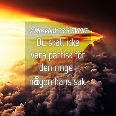 Picture 04 - 2 Mosebok 23:3 SV1917 - Du skall icke vara partisk för den ringe i - Bible Verse Picture