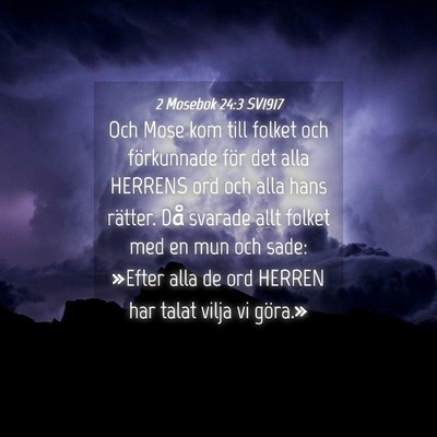 Picture 04 - 2 Mosebok 24:3 SV1917 - Och Mose kom till folket och förkunnade för det - Bible Verse Picture