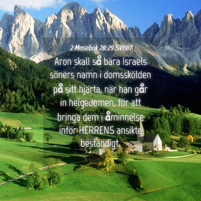 Picture 04 - 2 Mosebok 28:29 SV1917 - Aron skall så bära Israels söners namn i - Bible Verse Picture