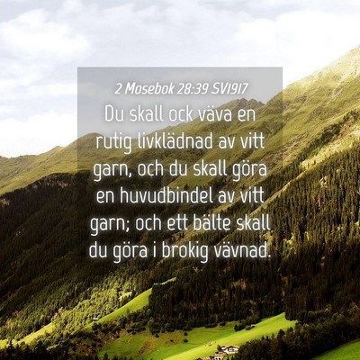 Picture 04 - 2 Mosebok 28:39 SV1917 - Du skall ock väva en rutig livklädnad av vitt - Bible Verse Picture