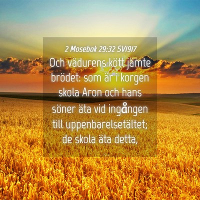 Picture 04 - 2 Mosebok 29:32 SV1917 - Och vädurens kött jämte brödet: som är i - Bible Verse Picture