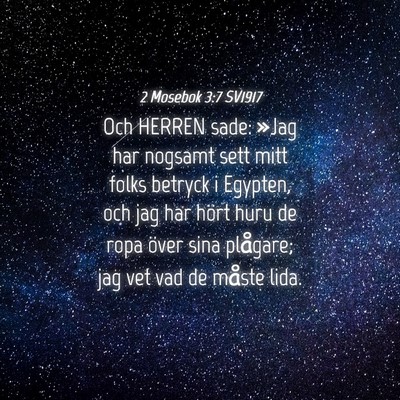 Picture 04 - 2 Mosebok 3:7 SV1917 - Och HERREN sade: »Jag har nogsamt sett mitt - Bible Verse Picture